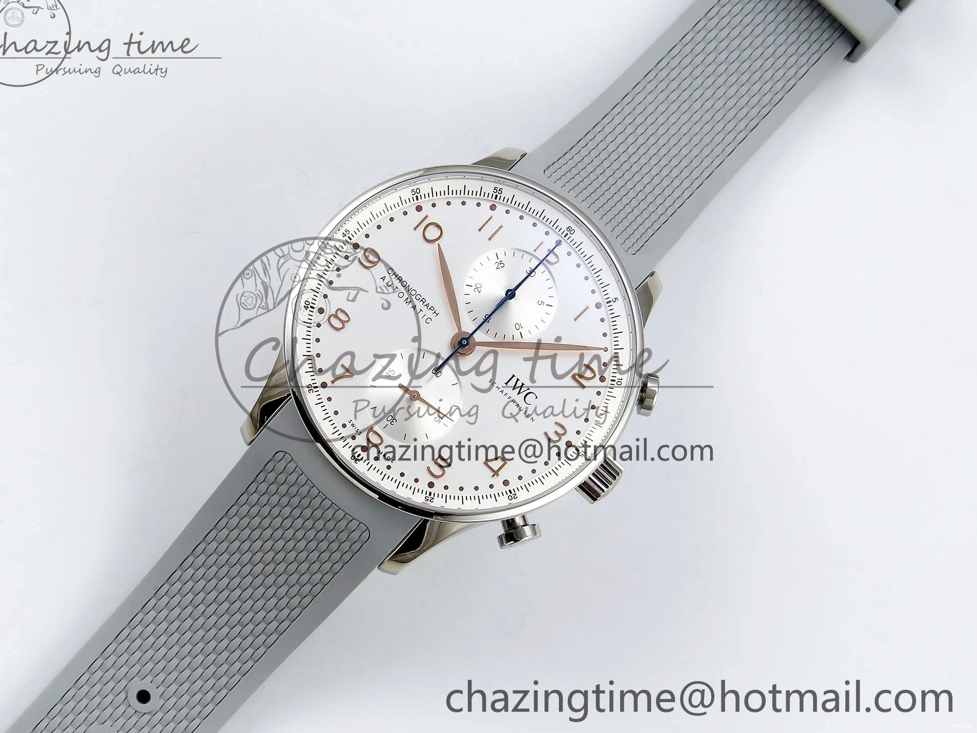 MIROTIME 0403 Portuguese Chrono IW3716 Z+F 1:1 Best Edition White Dial on Gray Rubber Strap A WrinkleFree 7014